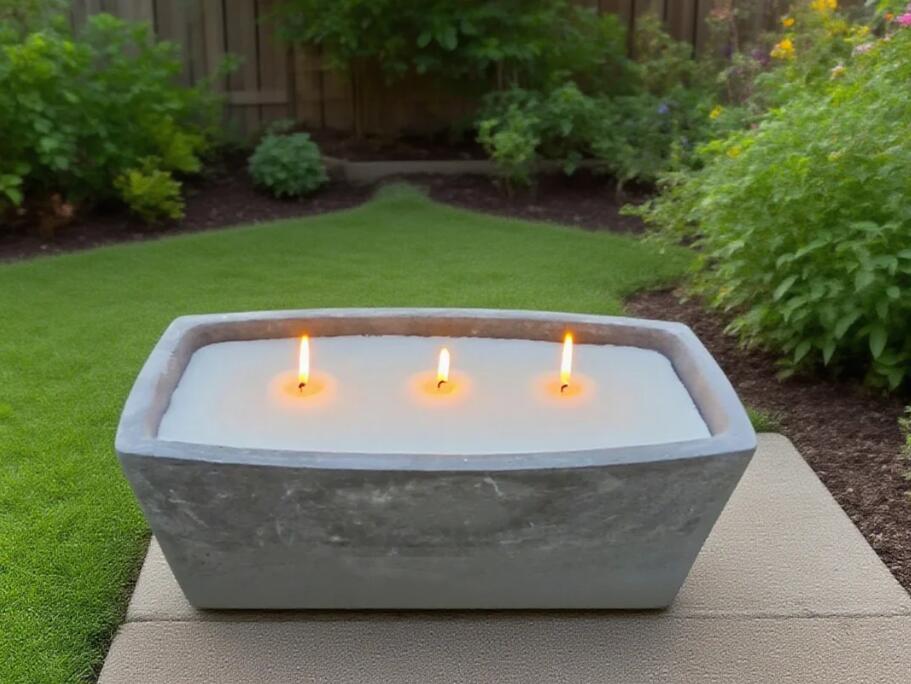 Large 3-Wick Concrete Vessel